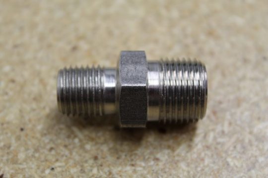 Fitting-3/8" X 1/4" S/S Close Nipple with Hex Center  (Residual Drain to Tee Drain Fitting)