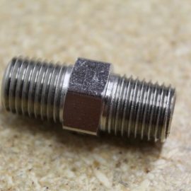 Fitting-1/4" S/S Close Nipple with Hex Center