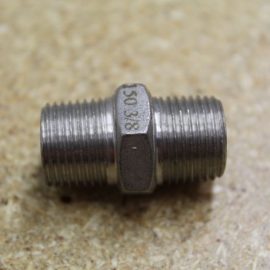 Fitting-3/8" S/S Close Nipple with Hex Center