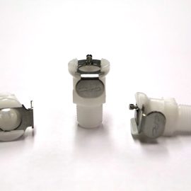 Fitting-1/8" MPT Female In-Line Bulkhead, High Pressure, Non-Valved (White Acetal)