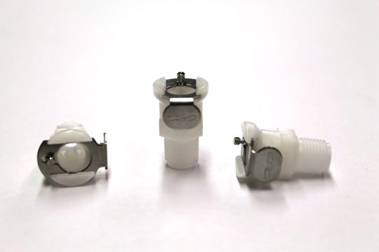 Fitting-1/8" MPT Female In-Line Bulkhead, High Pressure, Non-Valved (White Acetal)