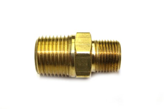 Fitting-1/2" x 3/8" Hex Center Brass Nipple