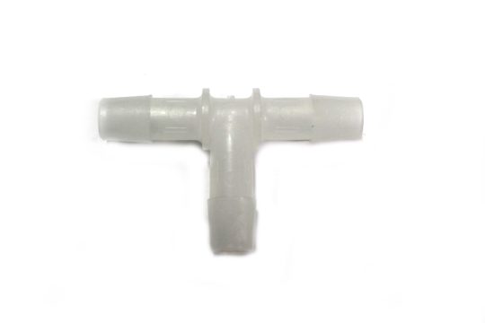 3/8" Single Barb PVDF White Tee