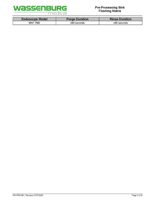 Pre-Processing Sink (PPS) Flushing Matrix